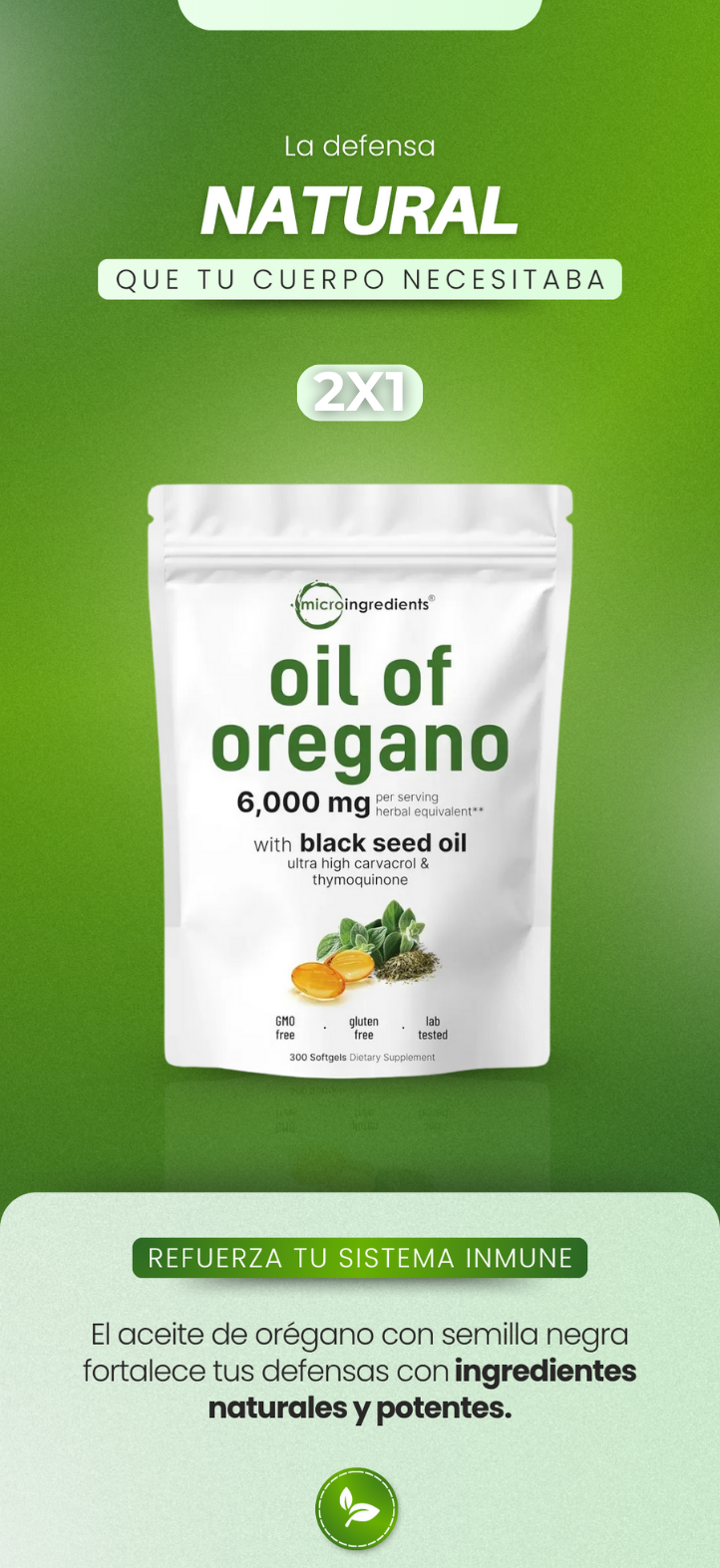 Aceite De Orégano 6000 Mg 60 capsulas