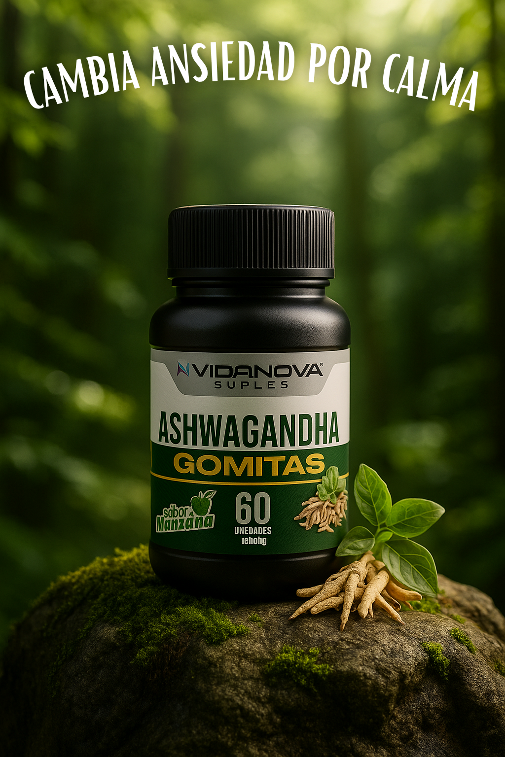 GOMITAS DE ASHWAGANDHA 1000mg - 60 Unidades Sabor Manzana
